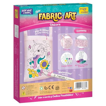 Imagimake DIY Unicorn Fabric Art Kit | Color Your Own Bag & Pouch, Ages 5+ - style: Fabric Art Kit