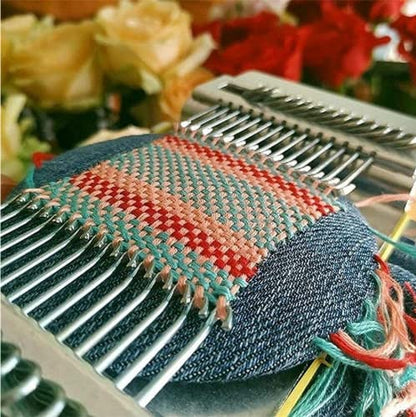 Darning Mini Loom Machine, Speedweave Darning Loom Quickly Mini Mending Convenient Darning Loom for Mending Jeans Socks Clothes Loom Machine Makes Beautiful Stitching Diy Weaving Arts (21 Hooks) - size: 21 Hooks