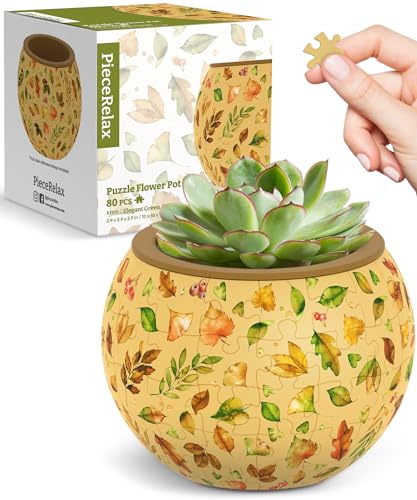 PieceRelax Unique 3D Puzzle Planter - 80 Plastic Pieces [K1105] - color: Elegant Green