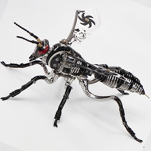 3D Metal Wasp Puzzles for Adults, Black Model Kits Mechanical Building Blocks, Difficult DIY for Assembly Gifts for Men - style: 3D Metal Wasp-Silver Black