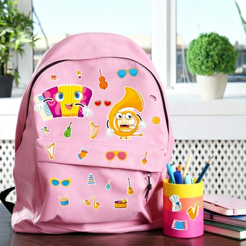 24 Sheets Instrument Make a Face Sticker, Make Your Own Instrument Stickers Mix and Match Sticker for Home School Classroom Crafts Activities Reward Birthday Party Favors - style: Music