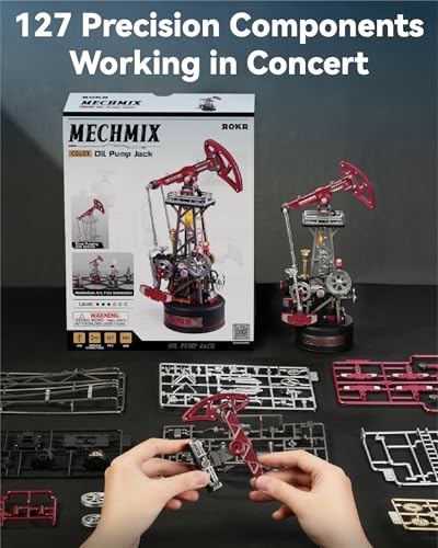 ROKR Industrial City Series-3D Puzzle Oil Pump Jack,3.5H Build Time,Motorized&LED Lighting,Modular Puzzle for Adults&Teens