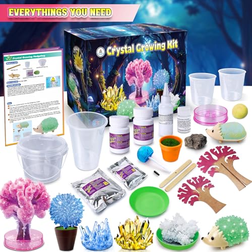 UNGLINGA Crystal Growing Kit for Kids, Grow 6 Vibrant Crystals Making Kit