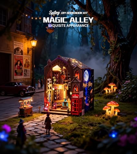 Spilay Book Nook Kit for Adults, Magic Alley DIY Miniature House Kit - color: Magic Alley