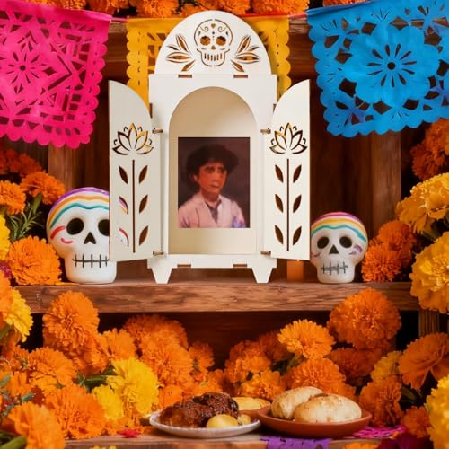 3pcs Dia De Los Muertos Altar Ofrenda Kit, Wooden Day of The Dead Altar - size: Set of 3 Sugar Skull Altar