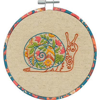 Dimensions Snail Animal Embroidery Starter Kit for Beginners, 6" Diameter, Multicolor 5 Piece - style: Snail