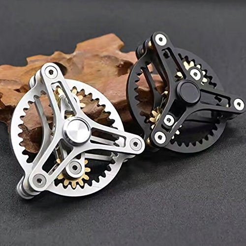 Pure Brass Fidget Spinner Gears Linkage Fidget Gyro Toy Metal DIY Hand Spinner Spins Long Time EDC Focus Meditation Break Bad Habits ADHD with Multiple Premium Bearings (12 Bearings White)
