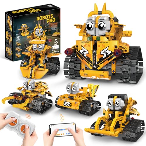 STEM Robot Building Kit for Kids Ages 8-16, 5 in 1 Robot Toys with APP & Remote Control, 269 PCS Programmable Engineering Building Blocks Birthday Gifts for Boys Girls Age 6 7 8 9 10 11 12+ - style: 11