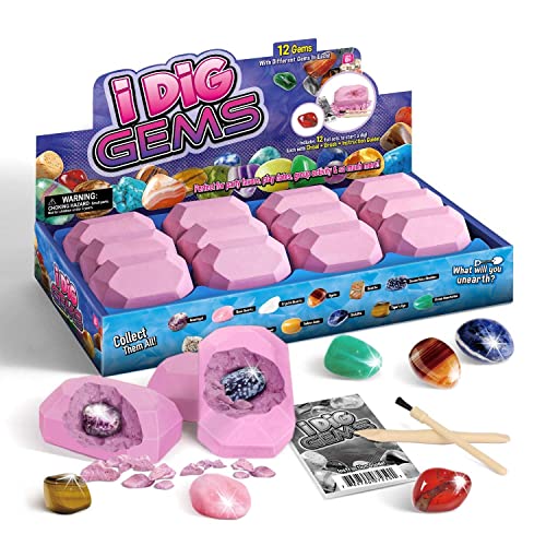 Gamerside Gem Dig Kit, 12 Real Gem Stone Crystals & Rocks, STEM Toys 6+ - color: Gemstone and Crystal Dig Kit