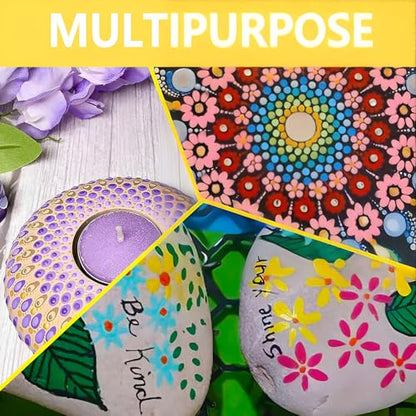 Corey-z Dot Painting Tools Set – 5 Dual-Ended White Dotting Pens with 10 Unique Patterns for Mandala, Rock Painting, and Floral Dot Art – Perfect for Beginners and Artists