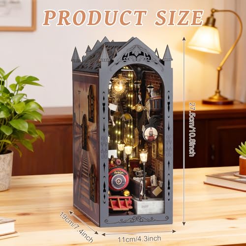 DIY Book Nook Kit, 3D Wooden Puzzle Miniature House Kit Adult, Train
