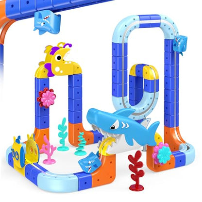 Shark Electric Train Set Toys for Boys Girls 3-5: 3D Infinity Rail Cube Tracks for Kids Anti-Gravity Magnetic Train Easter Birthday Gifts STEM Toys for 3 4 5 6 7 8 Year Old Boy Girl (117PCS) - size: Advanced Set(117PCS)