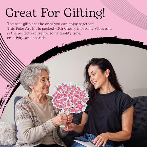 Unwynd Poke Art Cherry Blossom Flower Bouquet Kit for Adults, Women & Teens - style: Cherry Blossom