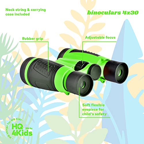 Outdoor Adventure Kit for Kids: Binoculars, Compass, Magnifying Glass & Flashlight. 3-12 Year Old Boys & Girls (Green) (Green) - color: Green