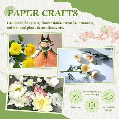 Mlurcu Crepe Paper - 6 Rolls Green Crepe Streamers, 10 Inch Wide, DIY Flower Crafts Kit for Wedding & Festival Parties - color: 6 Rolls Green Series