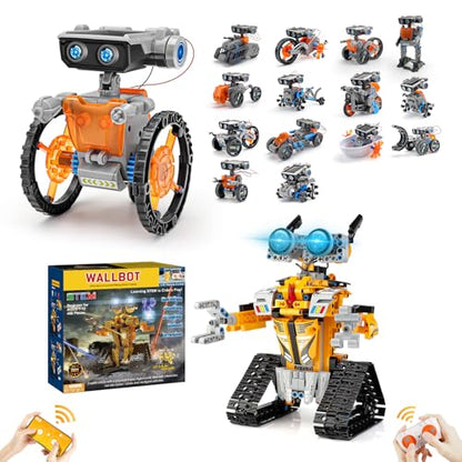 Sillbird Bundle - 2 Items STEM 15-in-1 Solar Robots Toys for Boys Age 8-13, Remote & App Controlled Wall Robot Building kit