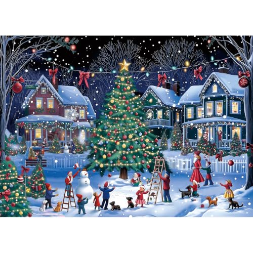 Blueforest 1000 Piece Community Christmas Tree Jigsaw Puzzle for Adults - color: Community Christmas Tree