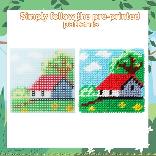 Pllieay 10-in-1 Plastic Canvas Kit for Beginners, Easy Needlepoint Kit