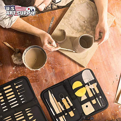 U.S. Art Supply Pottery & Clay Tools Sets (26-Piece) - 12 and 14-Piece Set - size: 26-Piece with Nylon Cases