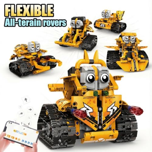 5-in-1 STEM Robot Building Toy RC and Programmable App Control. Drag-and-Drop Visual Coding Language. Engineering Set. Gifts for Kid Boys Girls Ages 5 6 7 8 9 10 11 12 13