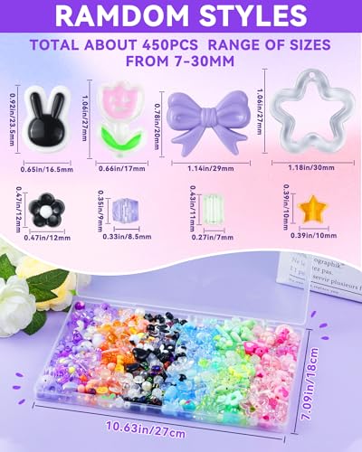 FIVEIZERO 480PCS Assorted Acrylic Beads for Jewelry & Bracelet Making - color: 6 Colors-Pink/Orange/Purple/Blue/Green/Black