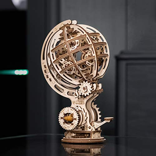 EWA Eco-Wood-Art Kinetic Globe 3D Wooden Puzzle, Mechanical Model Kit, 205 Pieces, Wood