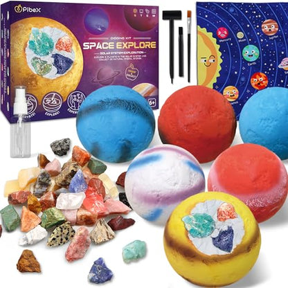 PIBEX Space Explore Gemstone Dig Kit, 30 Rocks & Minerals, 6 Planets - size: 6 Planets (30 Stones)