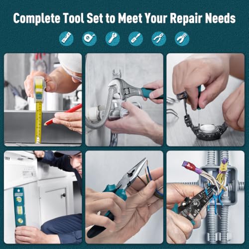 Sundpey 281 Pcs Home Tool Kit Portable Complete General Hand Tool Set Blue - color: Blue
