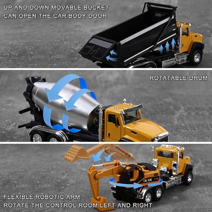 AIUAZA 1/50 Ratio die-Casting Engineering Construction Vehicle, Dump Truck, Excavator, Mixer, Alloy Collection Model car, Boy's Door Opening Pull Back car Toy (Dump Truck) - color: Dump Truck