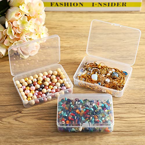 SATINIOR 48 Packs Clear Small Plastic Containers Transparent Storage Box with Hinged Lid for Small Items Crafts Jewelry (4.4 x 3.3 x 1.2 Inch) - size: 4.4 x 3.3 x 1.2 in