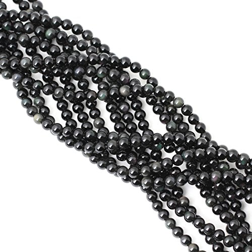 60PCS 6mm Natural Black Obsidian Gemstone Round Loose Beads Crystal Energy Stone Healing Power for DIY Jewelry Making 1 Strand 15" - color: Black Obsidian, size: 6mm