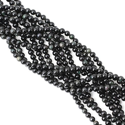 60PCS 6mm Natural Black Obsidian Gemstone Round Loose Beads Crystal Energy Stone Healing Power for DIY Jewelry Making 1 Strand 15" - color: Black Obsidian, size: 6mm