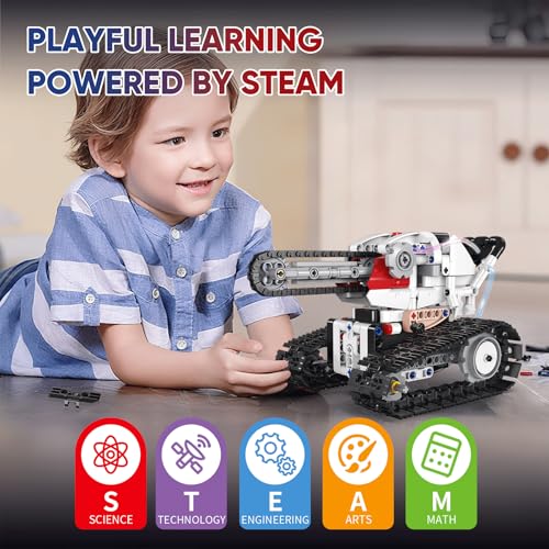 5 in 1 STEM RC Robot Building Kit for Boys, APP & Remote Control Erector Set RC Toys for Kids Blocks 419 Pcs, DIY Build Science Educational Gift for Age 6 7 8 9 10 11 12+ Boys & Girls