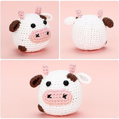 CrochetBox Cow Complete Crochet Kit for Beginners, Easy Craft for Adults - color: Cow