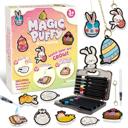 MZYTOZA Magic Foam Texture Painting Kit - 3D Art Craft Aqua Magic Puffs Paint Kit, 15 Mess-Free Paint by Number Craft for Kids (Double-Sided Aqua Magic Puffs Easter Bunny) - color: Double-sided Aqua Magic Puffs Easter Bunny