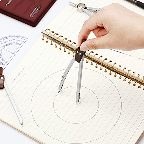Outus 13 Pcs Geometry Set for Students Metal Compass Math Protractor - color: Brown