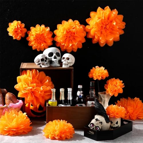 Gejoy 20 Pcs Giant Tissue Paper Flowers Orange Large 3D Wall Backdrop - color: Orange Colors