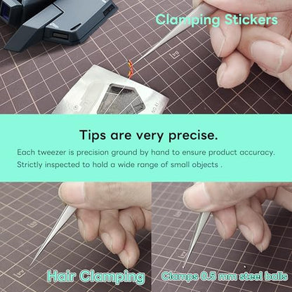 stedi 2PCS Precision Premium Tweezers Set, Model Hobby Making Tools - style: Straight tip & Curved Tip Tweezers