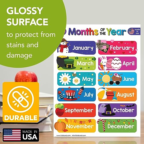 FoldCard Months of the Year Chart Educational Poster 8.5x11 5pk - color: 12 Months of the Year