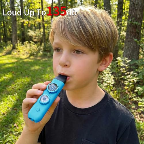 Multifunctional Survival Emergency Whistle for Kids with Compass Hiking Survival, Thermometer & Neck Lanyard | Emergency Safety Gear for Hiking, Camping, Kayaking, Boating, Climbing - color: bule