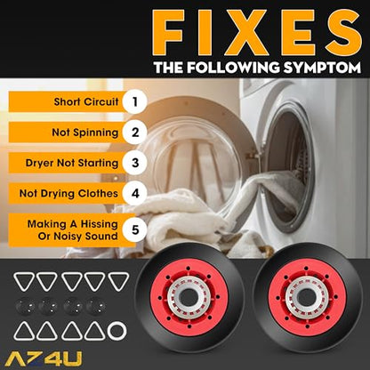 Dryer Repair Kit For Whirlpool WED8300SW0 WED8300SW1 WED8300SW2 - size: Drum Roller x 4Pcs