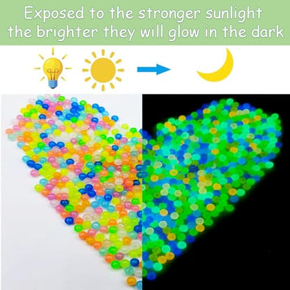 1016Pcs Glow in The Dark Round Beads, 6mm 8mm 10mm Luminous Round Bead Acrylic UV Color Changing Bracelet Beads Sun Sensitive Plastic Glow Bead Bulk for Jewelry Making Bracelets Necklace - color: 6mm+8mm+10mm