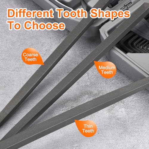 HARFINGTON 8" Square Fine Cut File Double Cut Teeth Fine Metal File High Carbon Steel T12 without Handle for Metal Wood Finishing Roughing Shaping, Grey - size: 8", style: Fine Cut