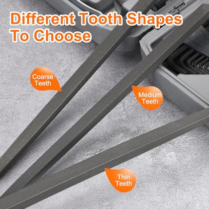HARFINGTON 12" Square Fine Cut File Double Cut Teeth Fine Metal File High Carbon Steel T12 without Handle for Metal Wood Finishing Roughing Shaping, Grey - size: 12", style: Fine Cut
