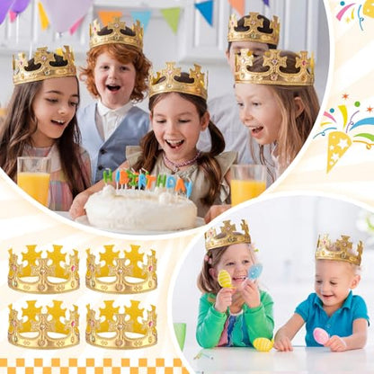 Yaomiao 22 pack DIY Crowns Set Include 12 Pcs Foam Princess Crowns and 10 Pcs Diamond Sticker for Kids - color: Gold, style: Cross