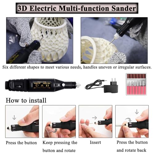 54PCS 3D Printer Tool Kit with Files, Deburring Tool and Electric Polisher - color: Blue 54pcs