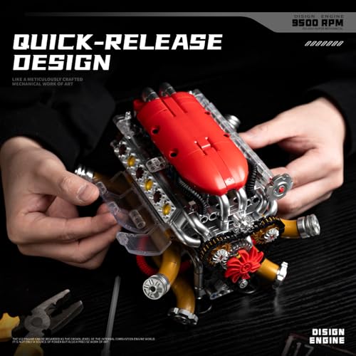 V12 Engine Model that Runs, Build Your Own Visible Car Motor Building Set