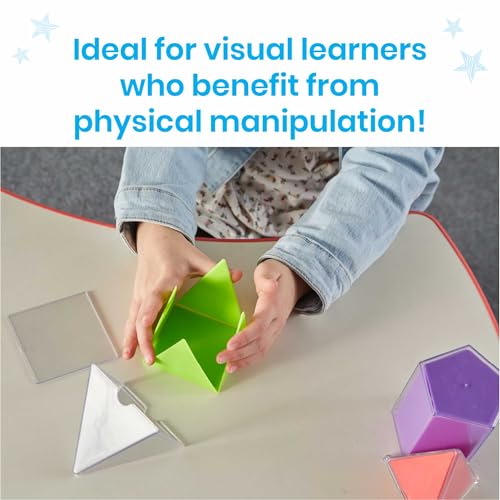 hand2mind Folding Geometric Shapes Advanced Set, 3D Geometric Shapes for Classroom, Geometry Manipulatives, Math Supplies, Montessori Math Materials, Teacher Must Haves, Home School Supplies