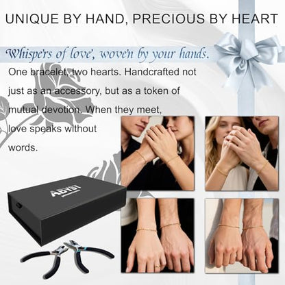 ABYST Permanent Bracelet Kit for Couples - DIY Sterling Forever Bracelets Making Set with Gold Plated Chains - Romantic Infinity Jewelry for Anniversary (Gold) - color: Gold