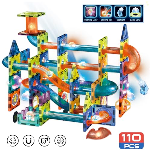 Contixo STEM Building Toys - 110 pcs Marble 3D Magnetic Run Tiles Learning Stacking Educational Building Blocks Set, Creativity Beyond Imagination, Inspirational, Recreational Toy for Kids - style: STEM-110pcs